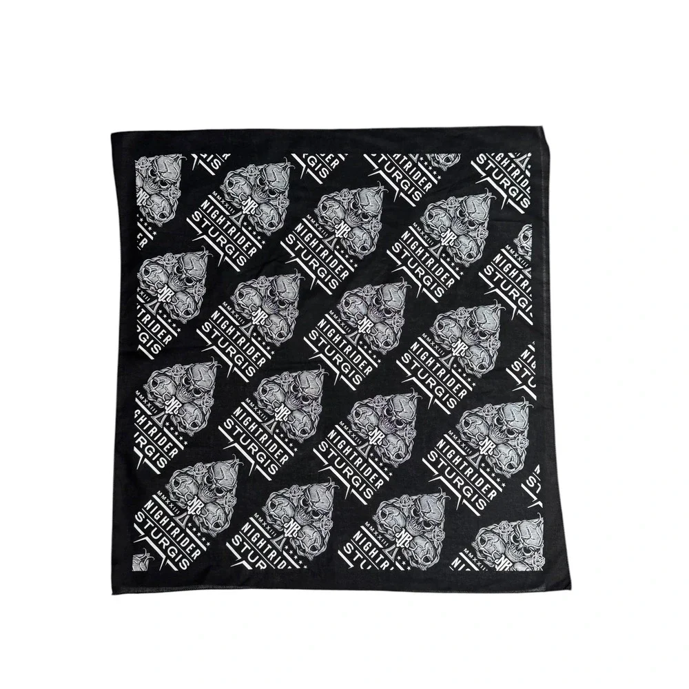 NightRider Jewelry Sturgis 2023 MMXXIII Black Skull Spade Bandana Scarf 21x21